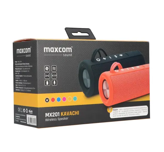 Wireless Waterproof Speaker Bluetooth Maxcom Kavachi MX201 TWS 2x5W Black, IP66, Playing time: up to 10h