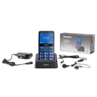 Panasonic KX-TU155EXCN 2.4" with SOS button, Bluetooth, Big Letters and Desktop Charger Blue