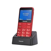 Panasonic KX-TU155EXRN 2.4" Red with SOS button, Bluetooth, Big Letters and Desktop Charger