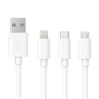 Data Cable Ancus Flow E44 USB 3 in 1 Micro-USB, USB-C, Lightning 3.0A White 1m