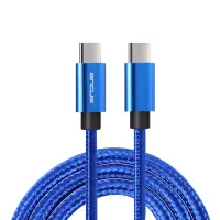 Data Cable Ancus Flow Plus E54 USB-C σε USB-C 2.0A Reinforced Plugs and Braided Cable Blue 1m