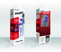 Hands Free Energizer CIA5 Stereo 3.5mm Purple with Micrphone and Operation Control Button 1,1m