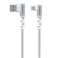 Energizer 90° Metal / Braided Nylon 2.0A USB connection cable in Lightning Apple Certified MFI 2m White
