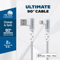 Energizer 90° Metal / Braided Nylon 2.0A USB connection cable in Lightning Apple Certified MFI 2m White