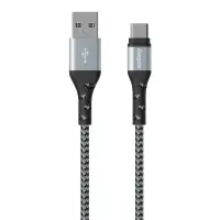 Data Cable Energizer Metal / Braided Nylon USB-A to USB-C Silver 2m