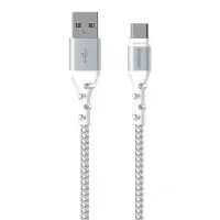 Data Cable Energizer Metal / Braided Nylon USB-A to USB-C White 2m