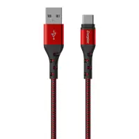 Data Cable Energizer Metal / Braided Nylon USB-A  to USB-C Red 2m