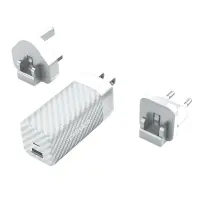 Energizer Travel Charger A65MU PD65W Quick Charge 1 x USB-C 1 x USB-A with  EU / UK / US Silver GaN Tech