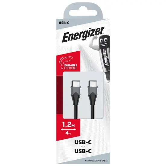 Connection Cable Energizer Bicolor 2.0A USB-C to USB-C Black 1.2m