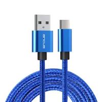 Data Cable Ancus Flow Plus E55 Fast Charge USB to USB-C 5.0A 100W Reinforced Plugs and Braided Cable Blue 1m