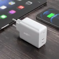 Travel Charger Acefast A9 Fast Charging USB-C QC3.0 / QC2.0 PD40W White