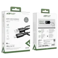 Data Cable Acefast C4-02 Metallic USB-A to Lightning 2.4A Apple Certified MFI Braided Black 1.8m