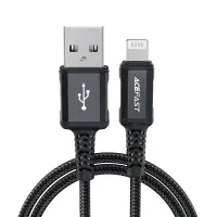 Data Cable Acefast C4-02 Metallic USB-A to Lightning 2.4A Apple Certified MFI Braided Black 1.8m