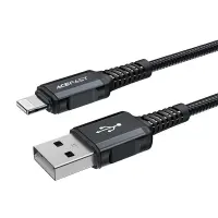 Data Cable Acefast C4-02 Metallic USB-A to Lightning 2.4A Apple Certified MFI Braided Black 1.8m