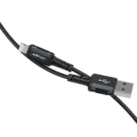 Data Cable Acefast C4-02 Metallic USB-A to Lightning 2.4A Apple Certified MFI Braided Black 1.8m