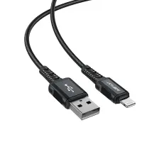 Data Cable Acefast C4-02 Metallic USB-A to Lightning 2.4A Apple Certified MFI Braided Black 1.8m
