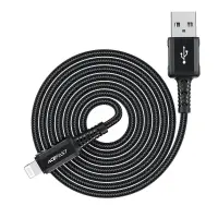 Data Cable Acefast C4-02 Metallic USB-A to Lightning 2.4A Apple Certified MFI Braided Black 1.8m