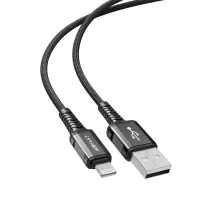 Data Cable Acefast C1-02 Metallic USB-A to Lightning 2.4A Apple Certified MFI Braided Black1.2m