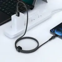 Data Cable Acefast C1-02 Metallic USB-A to Lightning 2.4A Apple Certified MFI Braided Black1.2m