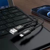 Data Cable Acefast C1-02 Metallic USB-A to Lightning 2.4A Apple Certified MFI Braided Black1.2m