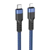 Data Cable Hoco U110 USB-C to Lightning Braided PD20W 3A Blue 1.2m Extra Durability