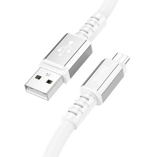Data Cable Hoco X85 Strength USB to Micro-USB 2.4A White Extra Durability 1m
