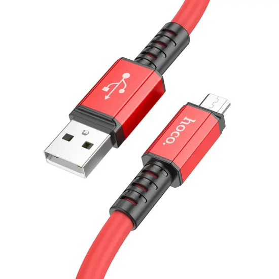 Data Cable Hoco X85 Strength USB to Micro-USB 2.4A Red Extra Durability 1m