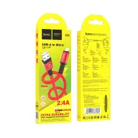 Data Cable Hoco X85 Strength USB to Micro-USB 2.4A Red Extra Durability 1m