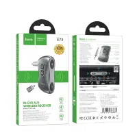 Bluetooth FM Transmitter Hoco E73 Tour BT v5.0 AUX 3.5mm TF Card Metal Built-In Microphone Gray