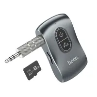 Bluetooth FM Transmitter Hoco E73 Tour BT v5.0 AUX 3.5mm TF Card Metal Built-In Microphone Gray