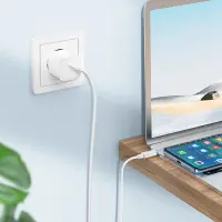 Data Cable Hoco X88 USB-C to USB-C 60W for Fast Charging and Data Transfer White 1m