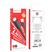 Data Cable Hoco X88 USB to Lightning  2.4A  for Fast Charging and Data Transfer Black 1m
