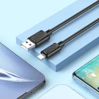 Data Cable Hoco X88 USB to Lightning  2.4A  for Fast Charging and Data Transfer Black 1m