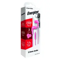 Hands Free Energizer CIA5 Stereo 3.5mm Pink with Micrphone and Operation Control Button 1.1m