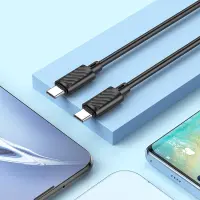 Data Cable Hoco X88 USB-C to USB-C 60W for Fast Charging and Data Transfer 1m Black