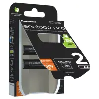 Rechargeable Battery Panasonic Eneloop Pro BK-3HCDE/2BE 2500mAh size AA Ni-MH 1.2V Τεμ. 2 New Package