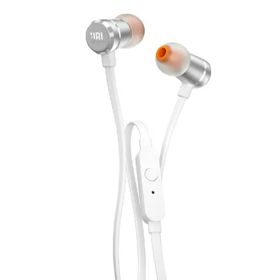Hands Free JBL Tune 290 In-ear 3.5 mm Pure Bass Sound 8.7mm with Mic and Flat Cable JBLT290SIL 1.2m Silver