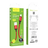 Data Cable Hoco X89 Wind USB to Lightning 2.4A Red Braided 1m