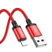 Data Cable Hoco X89 Wind USB to Lightning 2.4A Red Braided 1m