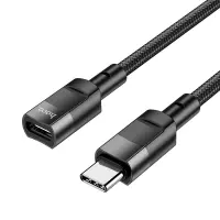 Extension Cable Hoco U107 USB-C to USB-C 2.0 3A OTG Braided Black 1.2m