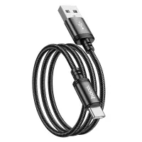 Data Cable Hoco X89 Wind USB to USB-C 3A Black 1m Braided