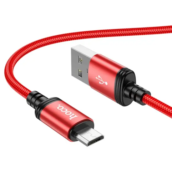 Data Cable Hoco X89 Wind USB to Micro USB 2.4A Red Braided 1m