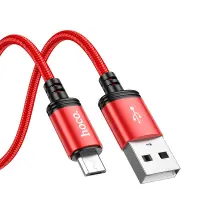 Data Cable Hoco X89 Wind USB to Micro USB 2.4A Red Braided 1m