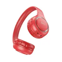 Wireless Stereo Headphone Hoco W41 Charm V5.3 200mAh with Micro SD, AUX port and Control Buttons Red