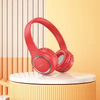 Wireless Stereo Headphone Hoco W41 Charm V5.3 200mAh with Micro SD, AUX port and Control Buttons Red