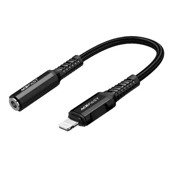 Handsfree Adapter Acefast C1-05 Metallic Lightning to 3.5mm Female Apple Certified MFI Braided Black 18cm