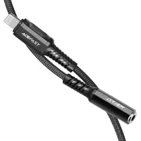 Handsfree Adapter Acefast C1-05 Metallic Lightning to 3.5mm Female Apple Certified MFI Braided Black 18cm