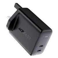 Travel Charger Acefast A12 Fast Charging 2χUSB-C PD40W Black with UK Plug