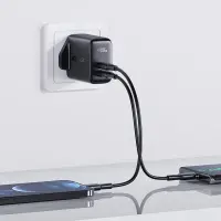 Travel Charger Acefast A12 Fast Charging 2χUSB-C PD40W Black with UK Plug