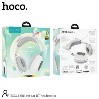 Wireless Stereo Headphones Hoco. ESD13 Cat Ear BT5.3 FM 400mAh with Mic and Noise Reduction White
